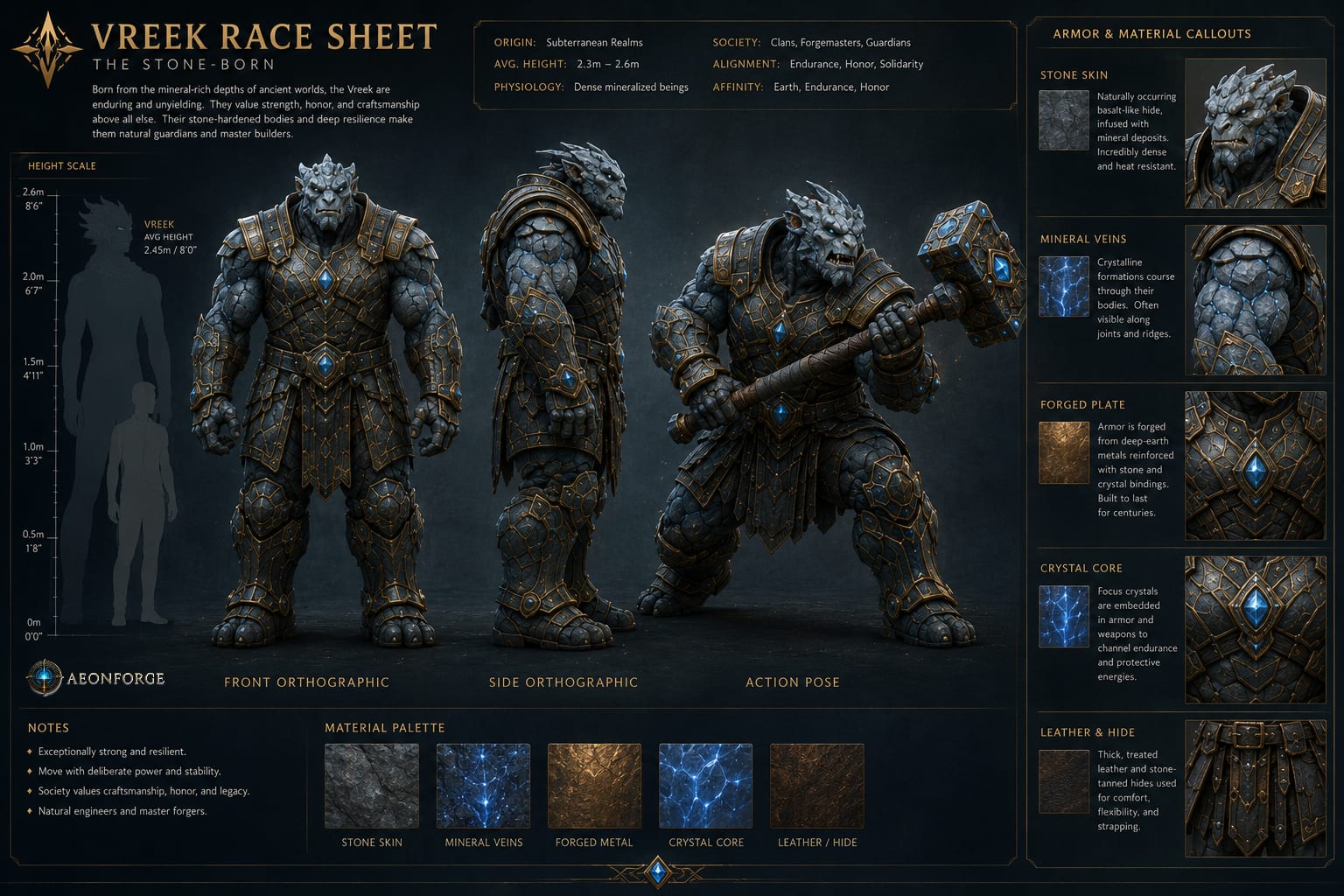 AI-generated concept art race sheet for Vreek — The Deep-Hided